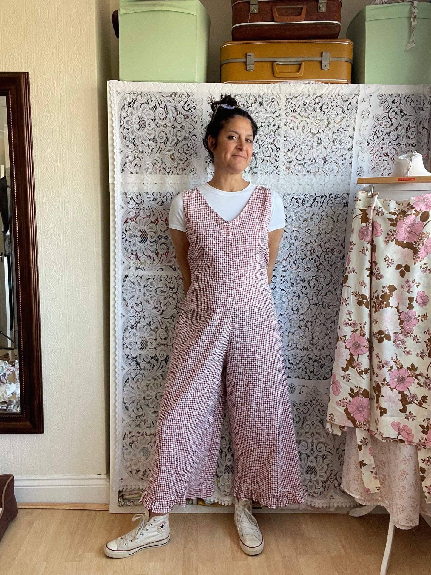 Lulu Dungas in new embroidered/gingham poly cotton