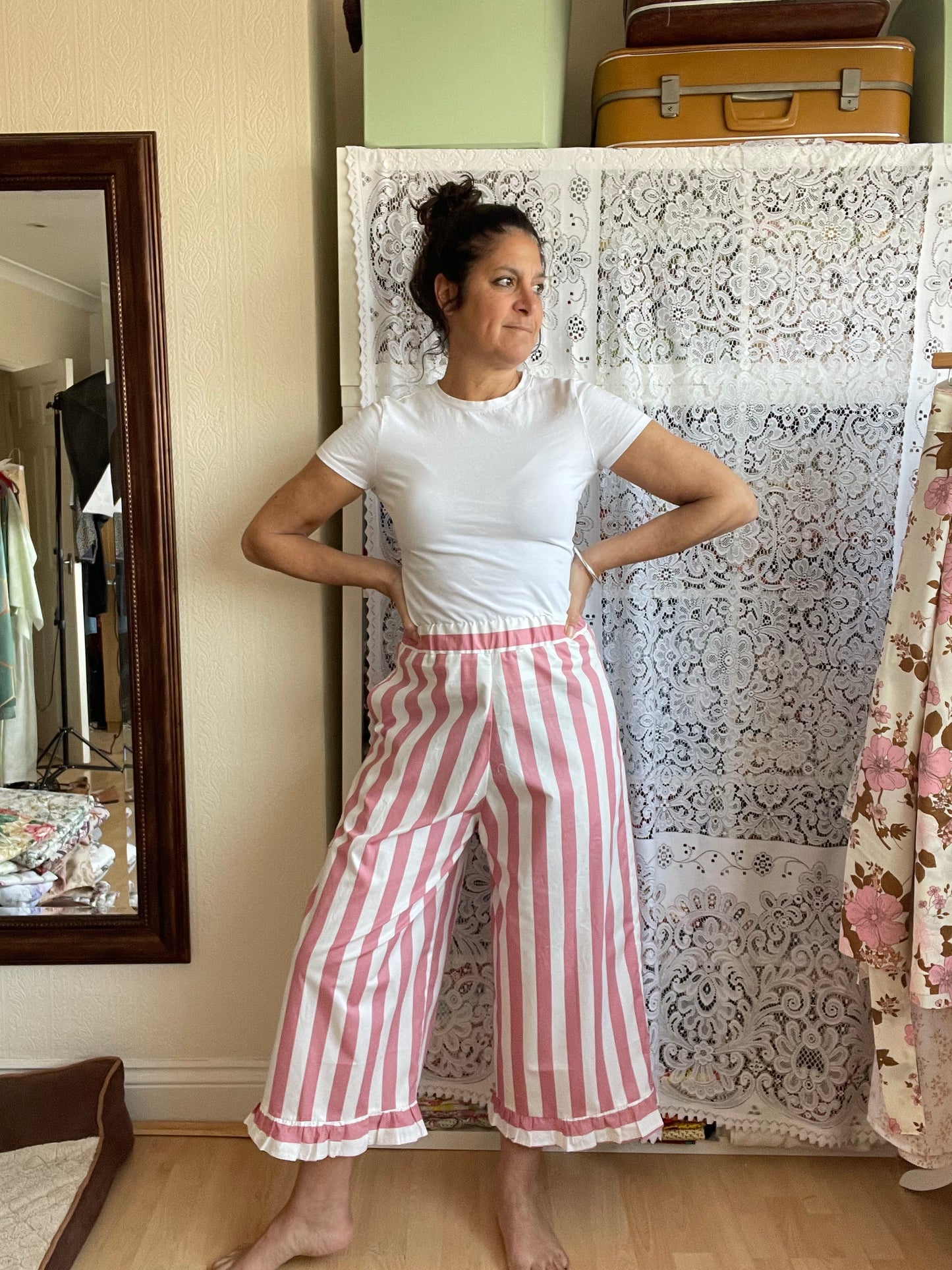 Roma Pants in Pink Candy Stripe size 10-12